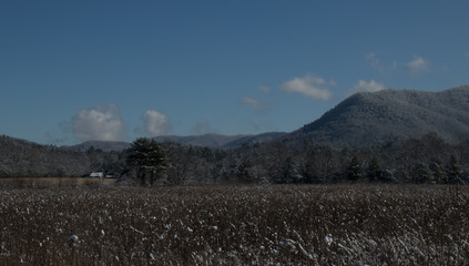 Cades Cove after a dusting of snow on a cold winter morning