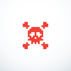 Obraz premium Vector pixel skull icon