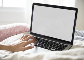 Computer laptop showing mockup  blank screen