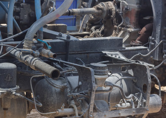Steel pipe in cement mixer.