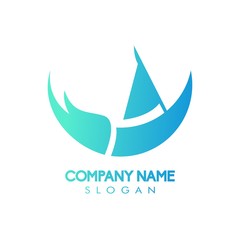 Simple ship gradient logo design concept for company