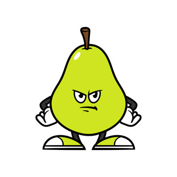 Cartoon Angry Pear Character
