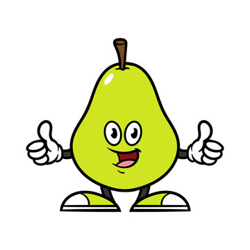 Cartoon Pear Character Giving Thumbs Up