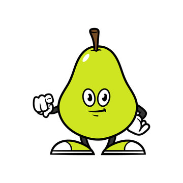 Cartoon Pointing Pear Character