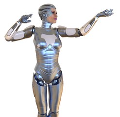 Fototapeta na wymiar Female robot isolated on white 3d illustration