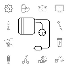 contour medical mechanical tonometer line icon. Set of medicine tools icons. Signs, outline symbols collection, simple icons for websites, web design, mobile app
