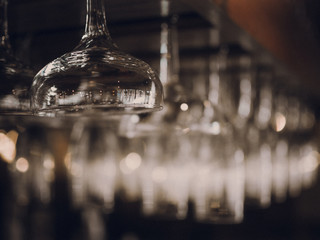Glasses Hanging in a Bar