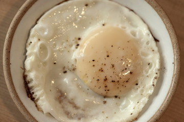 egg with dish closeup.