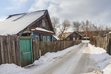 Rural alley in winter
