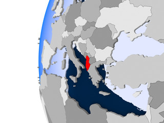 Fototapeta premium Map of Albania on political globe
