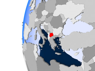 Map of Macedonia on political globe