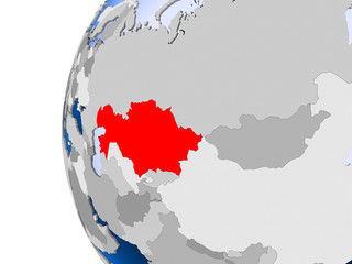 Map of Kazakhstan on political globe
