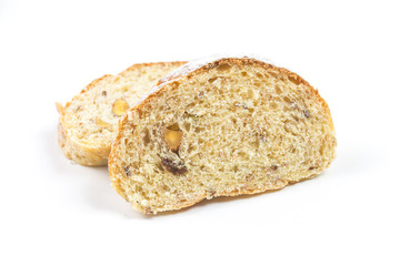 freshly baked bread isolated on white background Sliced bread, isolated on white