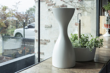 green plant with pot at the provence style house with nature.