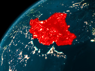 Iran at night on Earth