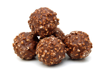 Chocolate candy on white background