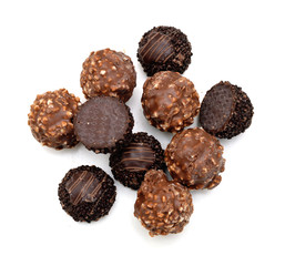 Chocolate candy on white background