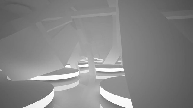 Abstract white interior of the future, with neon lighting. 3D animation and rendering