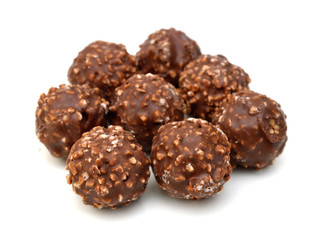 Chocolate candy on white background