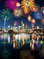 Großes Feuerwerk über Frankfurt am Main