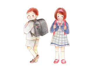 ランドセルを背負った小学生