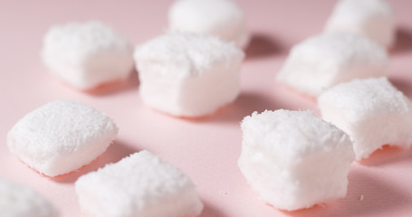 Candy Marshmallow on pink background