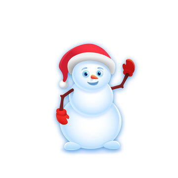 Cheerful Snowman on white background. Vector illustration, eps 10.