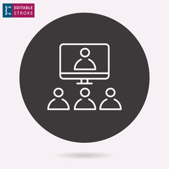 Conference call line vector icon. Editable stroke.