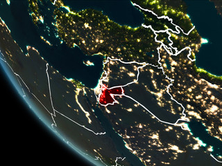 Satellite view of Jordan at night