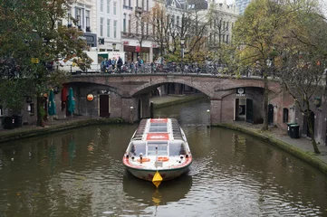 Tableaux ronds sur plexiglas Anti-reflet Canal каналы и мосты города Утрехт