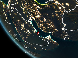 Satellite view of Qatar at night