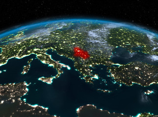 Serbia from space at night