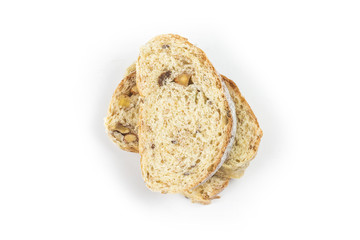 freshly baked bread isolated on white background Sliced bread, isolated on white