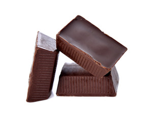 Chocolate bars stack isolated on white background