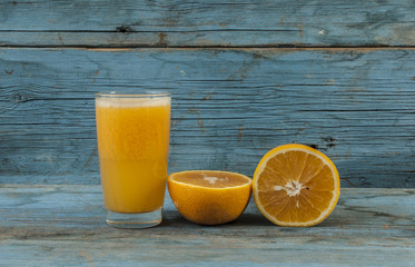 Orange juice on table close-up