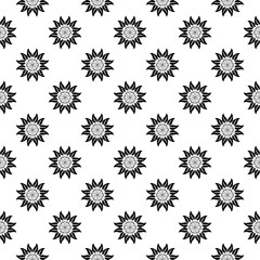 Black floral seamless pattern on white background