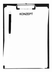 Konzept Überschrift auf einem Klemmbrett