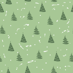 Seamless pattern with trees. Vector illustration.