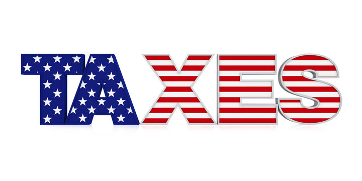 "TAXES" United States Flag Isolated