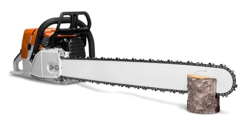 Chainsaw Cutting a Log