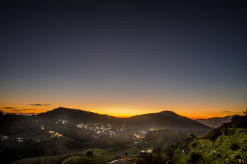 Beautiful landscape in the mountains at sunshine. Mon Cham mountain landscape, Chiang Mai, Thailand.