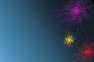 Colorful holiday fireworks on dark night background