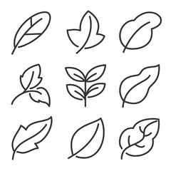 Leaves icon set. Collection of leaf logo design for green, eco, organic, food, beauty, health care brand identity. vector illustration .
