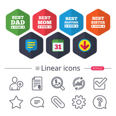 Best mom and dad, brother, sister icons.