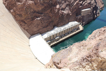Hoover Dam on Colorado River at the Stateline of Nevada-Arizona. USA