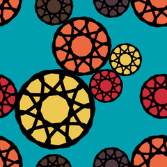 Abstract multicolor circle seamless pattern vector. Colorful round shaped pattern vector. 