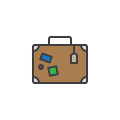 Travel bag filled outline icon, line vector sign, linear colorful pictogram isolated on white. Baggage, luggage symbol, logo illustration. Pixel perfect vector graphics