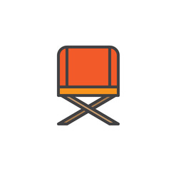 Camping chair filled outline icon, line vector sign, linear colorful pictogram isolated on white. Symbol, logo illustration. Pixel perfect vector graphics