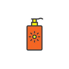 Sunblock cream filled outline icon, line vector sign, linear colorful pictogram isolated on white. Sun protection cream symbol, logo illustration. Pixel perfect vector graphics