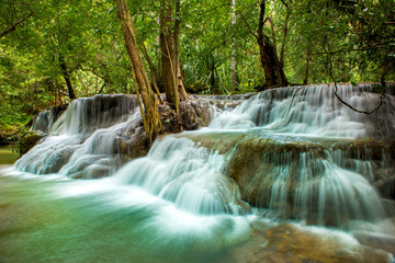 Beautiful waterfall,Huai Mae Khamin Waterfall step 7, Srinakarin National Park, Kanchanaburi, Thailand.